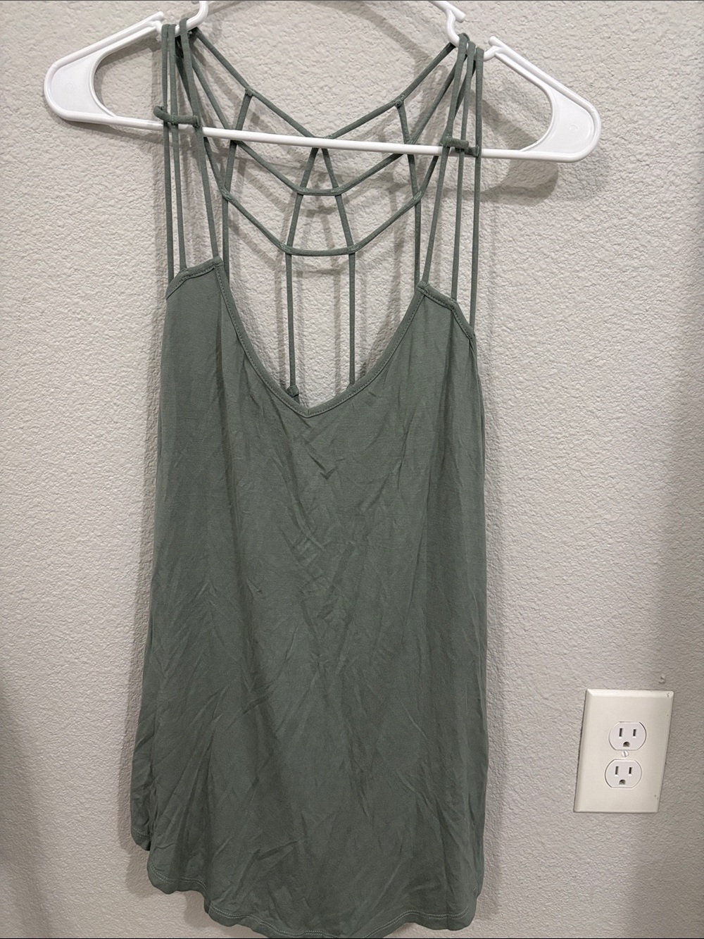 Strappy Back Camisole Tank in Sage Green
